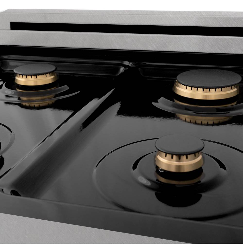 24'' 2.8 cu.' Range with Gas Stove and Gas Oven in DuraSnow Stainless Steel with Champagne Bronze Accents