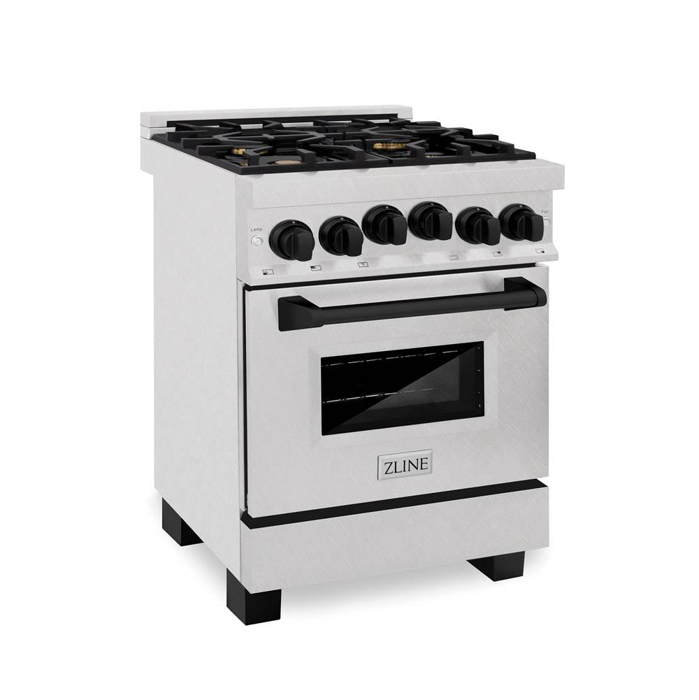 Z-Line - Autograph Edition 24'' 2.8 cu.' Range with Gas Stove and Gas Oven in DuraSnow Stainless Steel with Matte Black Accents - Matte Black