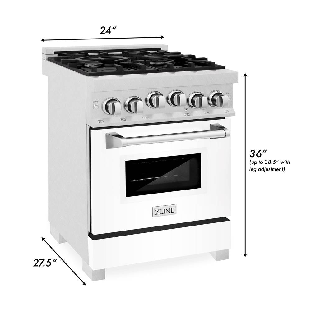 24'' 2.8 cu. ft. Gas Oven and Gas Cooktop Range with Griddle and White Matte Door in Fingerprint Resistant Stainless Steel