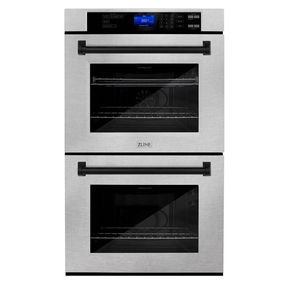 Z-Line - 30'' Autograph Edition Double Wall Oven with Self Clean and True Conection in DuraSnow Stainless Steel and Matte Black - Matte Black