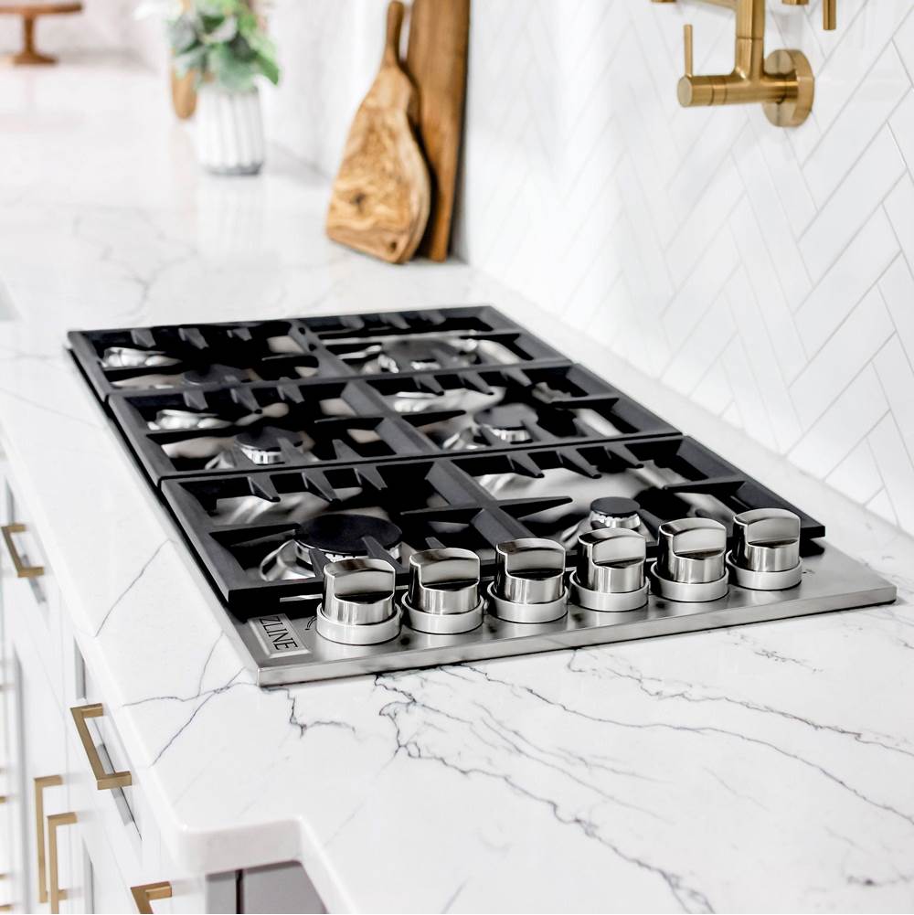 36'' Dropin Cooktop with 6 Gas Brass Burners