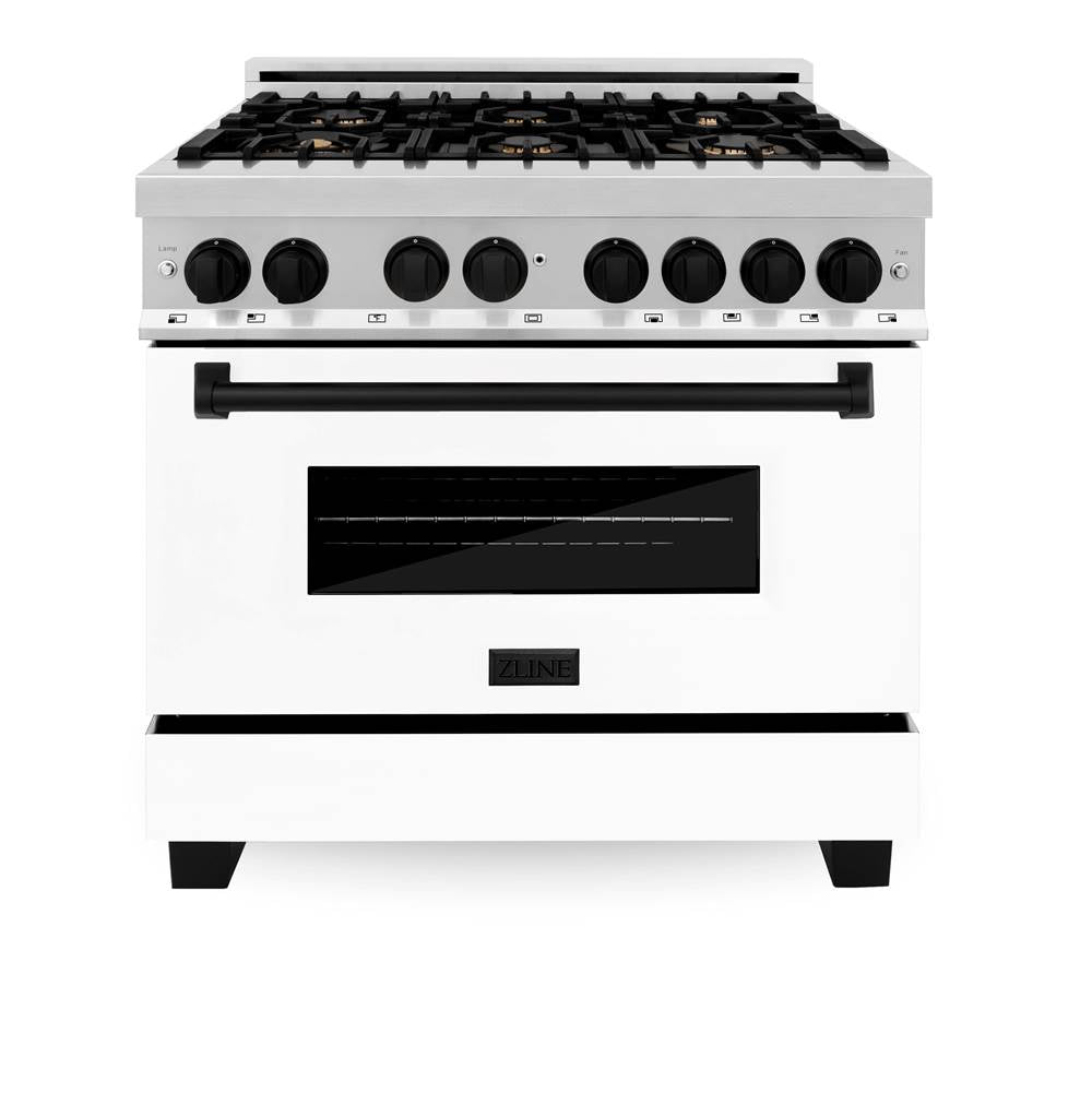 Autograph Edition 36'' 4.6 cu.' Dual Fuel Range with Gas Stove and Electric Oven in Stainless Steel with White Matte Door and CB Accents