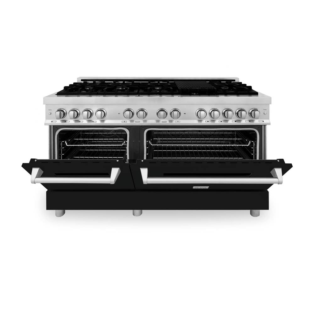 60'' 7.4 cu.' Dual Fuel Range with Gas Stove and Electric Oven in Stainless Steel and Black Matte Door