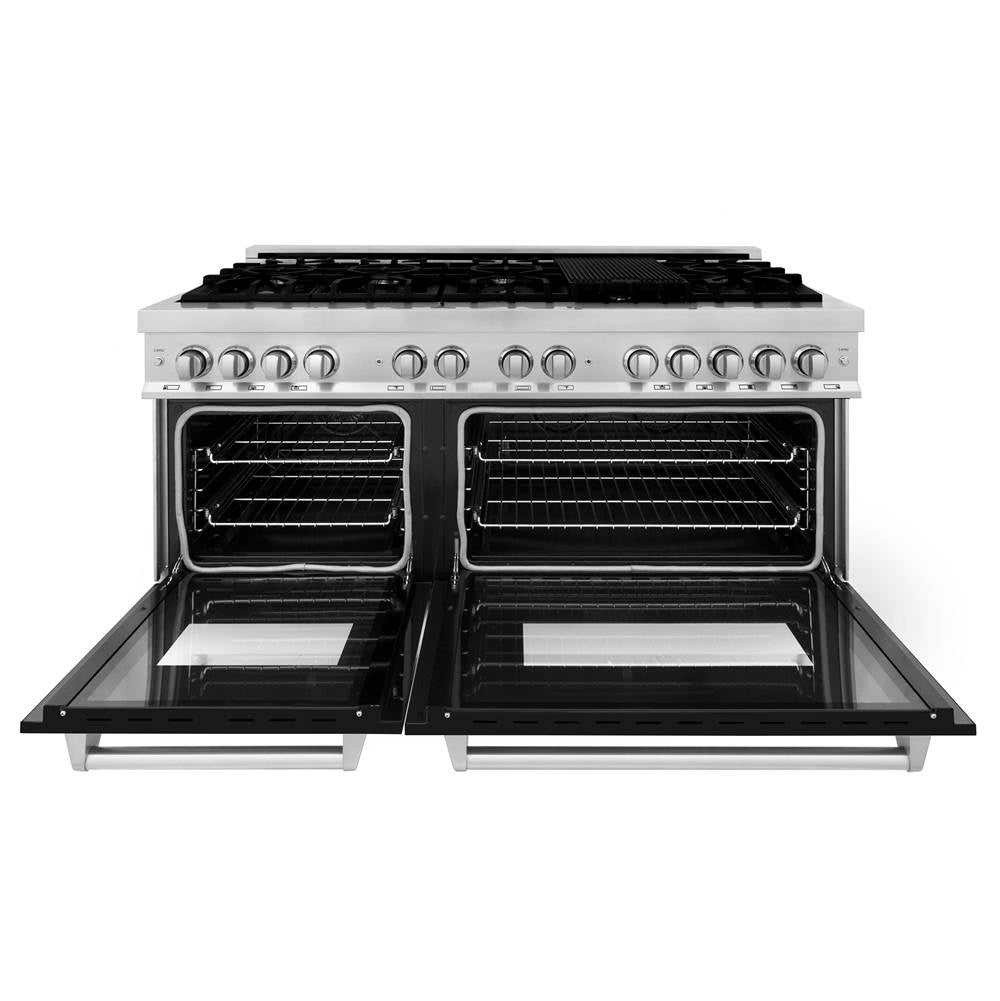 60'' 7.4 cu.' Dual Fuel Range with Gas Stove and Electric Oven in Stainless Steel and Black Matte Door