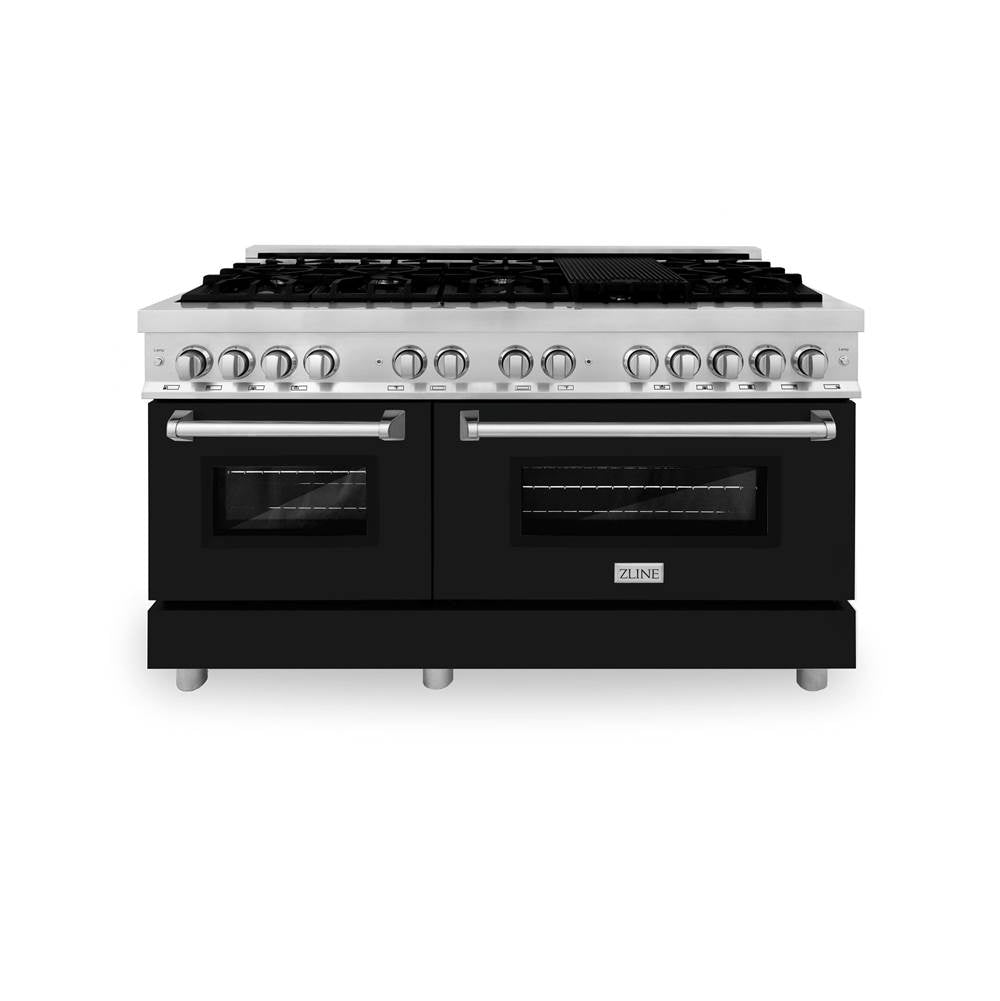 60'' 7.4 cu.' Dual Fuel Range with Gas Stove and Electric Oven in Stainless Steel and Black Matte Door
