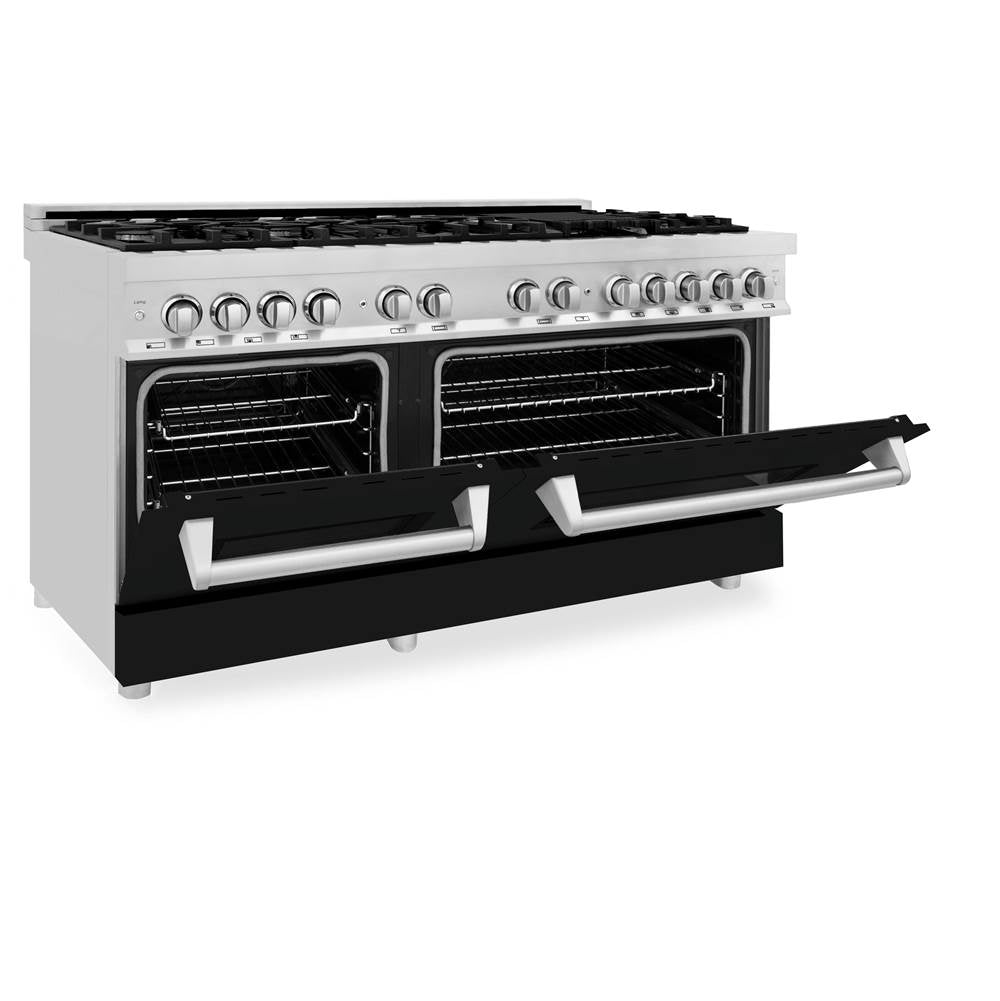 60'' 7.4 cu.' Dual Fuel Range with Gas Stove and Electric Oven in Stainless Steel and Black Matte Door