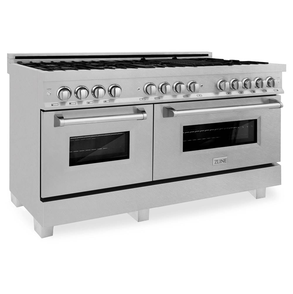 Z-Line - 60'' Professional Dual Fuel Range in DuraSnow - DuraSnow Stainless Steel