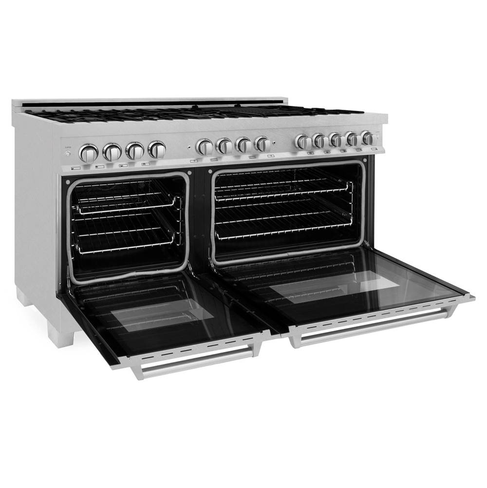 60'' Professional Dual Fuel Range in DuraSnow Stainless Steel with Black Matte Door