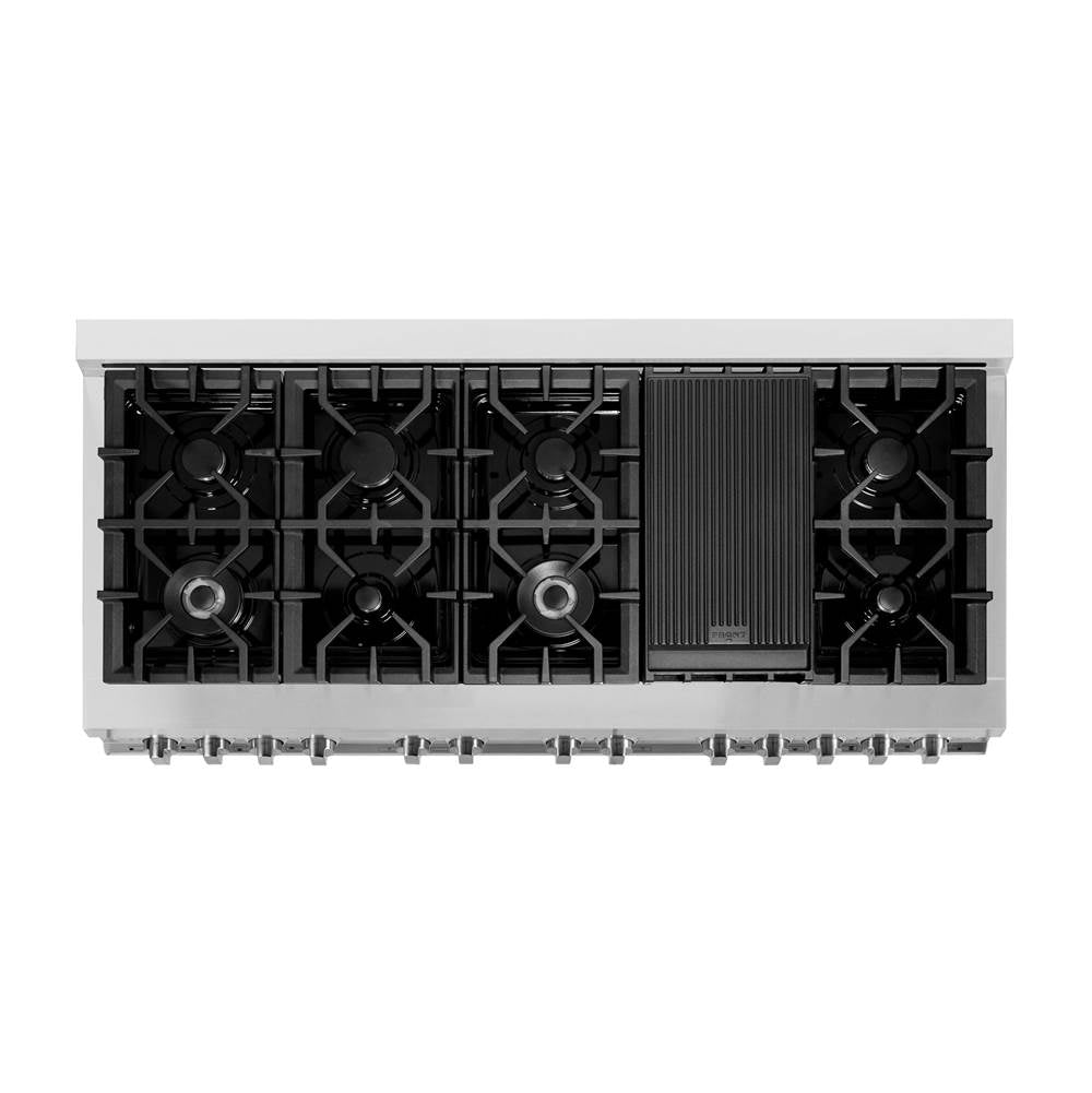 60'' 7.4 cu. ft. Electric Oven and Gas Cooktop Dual Fuel Range with Griddle and White Matte Door in Fingerprint Resistant Stainless