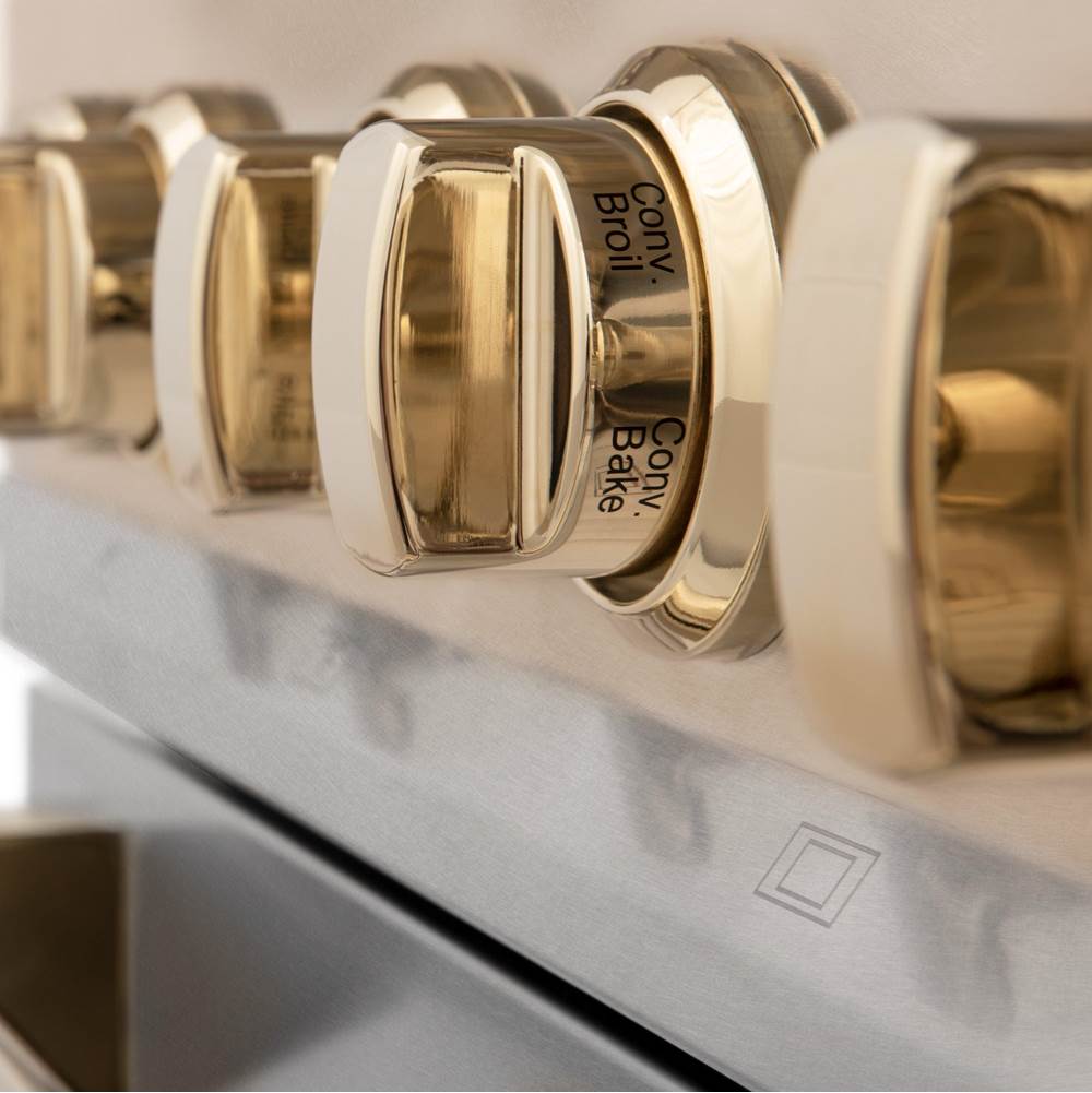 Autograph Edition 30'' 4.0 cu.' Dual Fuel Range with Gas Stove and Electric Oven in DuraSnow Stainless Steel with Champagne Bronze Accents