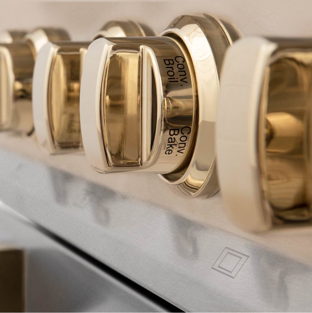 Autograph Edition 48'' 6.0 cu.' Dual Fuel Range with Gas Stove and Electric Oven in DuraSnow Stainless Steel with Champagne Bronze Accents
