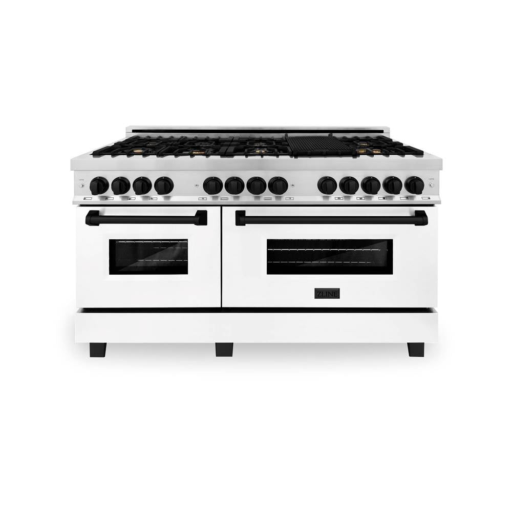 Autograph Edition 60'' 7.4 cu.' Dual Fuel Range with Gas Stove and Electric Oven in Stainless Steel with White Matte Door and CB Accents