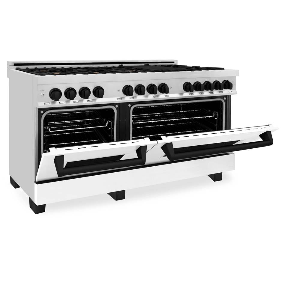 Autograph Edition 60'' 7.4 cu.' Dual Fuel Range with Gas Stove and Electric Oven in Stainless Steel with White Matte Door and CB Accents