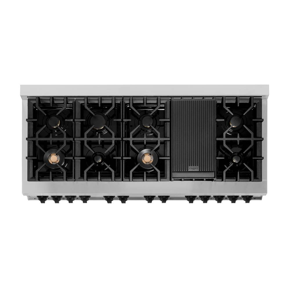 Autograph Edition 60'' 7.4 cu.' Dual Fuel Range with Gas Stove and Electric Oven in Stainless Steel with Champagne Bronze Accents