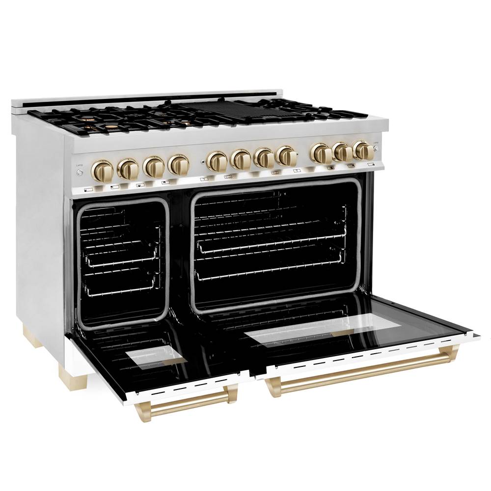 Autograph Edition 48'' 6.0 cu.' Dual Fuel Range with Gas Stove and Electric Oven in Stainless Steel with White Matte Door and CB Accents