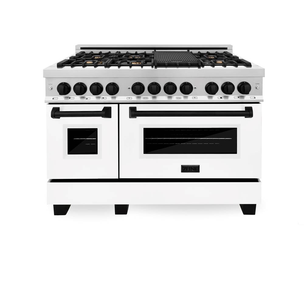 Autograph Edition 48'' 6.0 cu.' Dual Fuel Range with Gas Stove and Electric Oven in Stainless Steel with White Matte Door and CB Accents