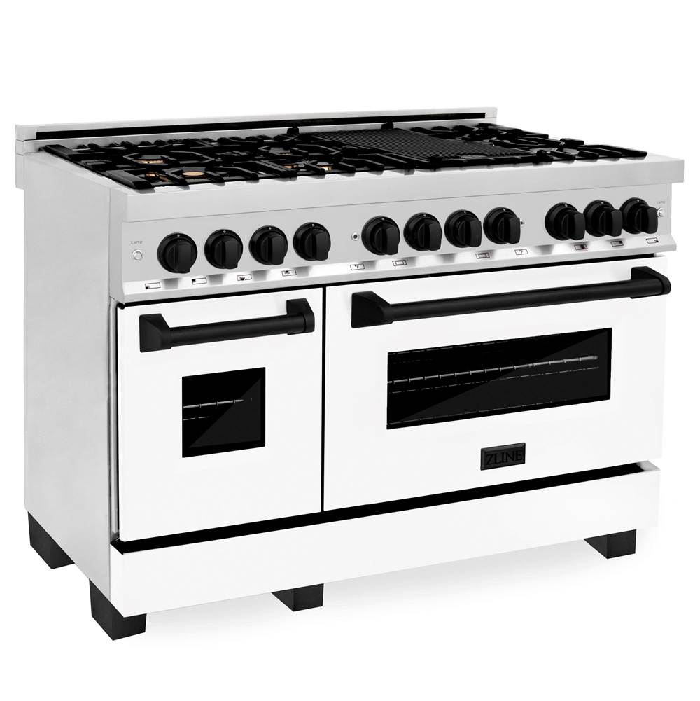 Z-Line - Autograph Edition 48'' 6.0 cu.' Dual Fuel Range with Gas Stove and Electric Oven in Stainless Steel with WM Door and Matte Black Accents - Matte Black