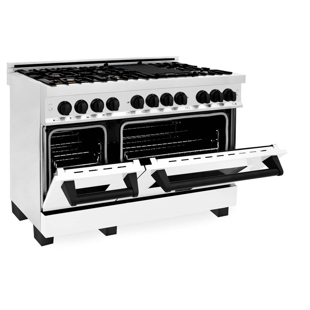 Autograph Edition 48'' 6.0 cu.' Dual Fuel Range with Gas Stove and Electric Oven in Stainless Steel with White Matte Door and CB Accents