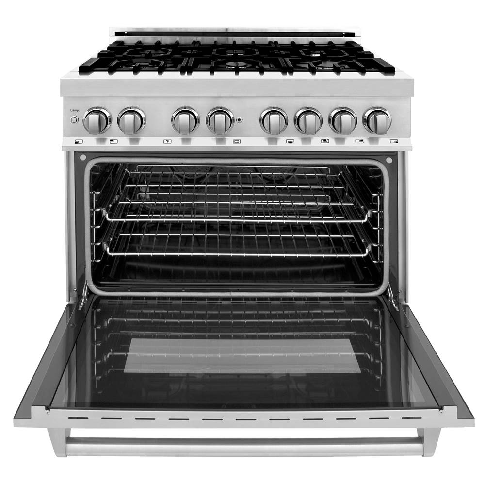 36'' 4.6 cu. ft. Electric Oven and Gas Cooktop Dual Fuel Range with Griddle in Stainless Steel