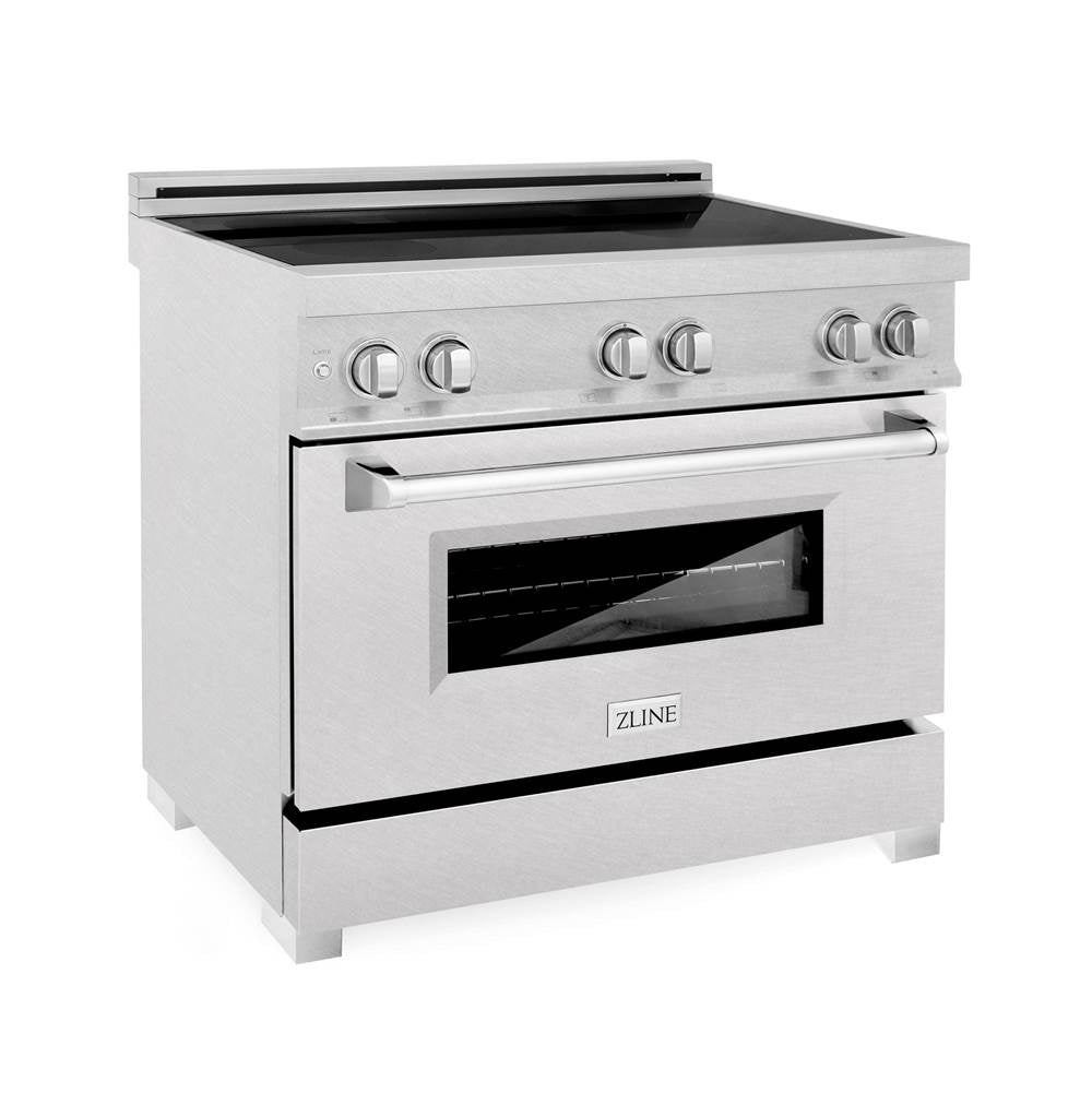 Z-Line - 36'' 4.6 cu. ft. Induction Range with a 4 Element Stove and Electric Oven in DuraSnow Stainless Steel - DuraSnow Stainless Steel