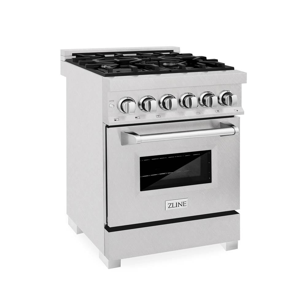 Z-Line - 24'' 2.8 cu. ft. Dual Fuel Range with Gas Stove and Electric Oven in Fingerprint Resistant Stainless Steel - DuraSnow Stainless Steel