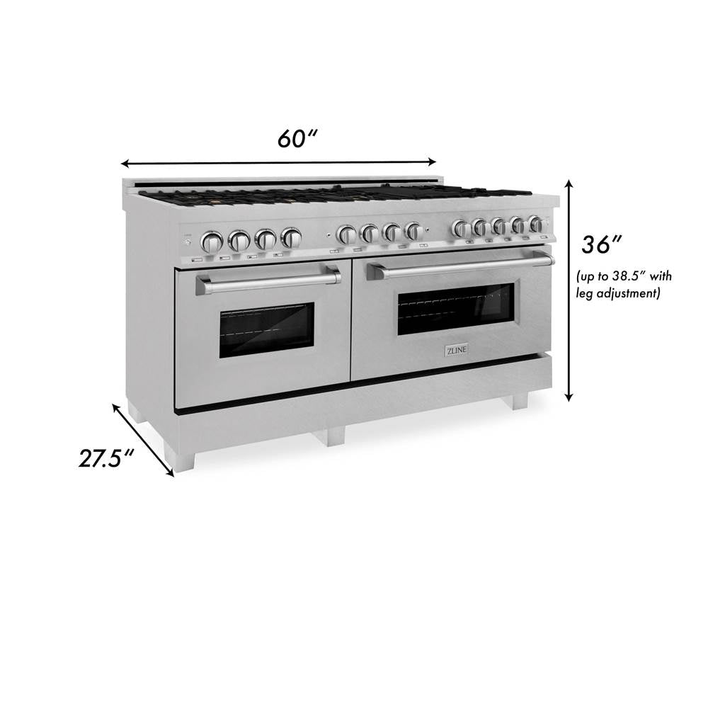 60'' 7.4 cu. ft. Electric Oven and Gas Cooktop Dual Fuel Range with Griddle and Brass Burners in Fingerprint Resistant Stainless