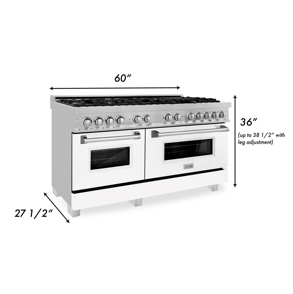60'' 7.4 cu. ft. Electric Oven and Gas Cooktop Dual Fuel Range with Griddle and White Matte Door in Fingerprint Resistant Stainless