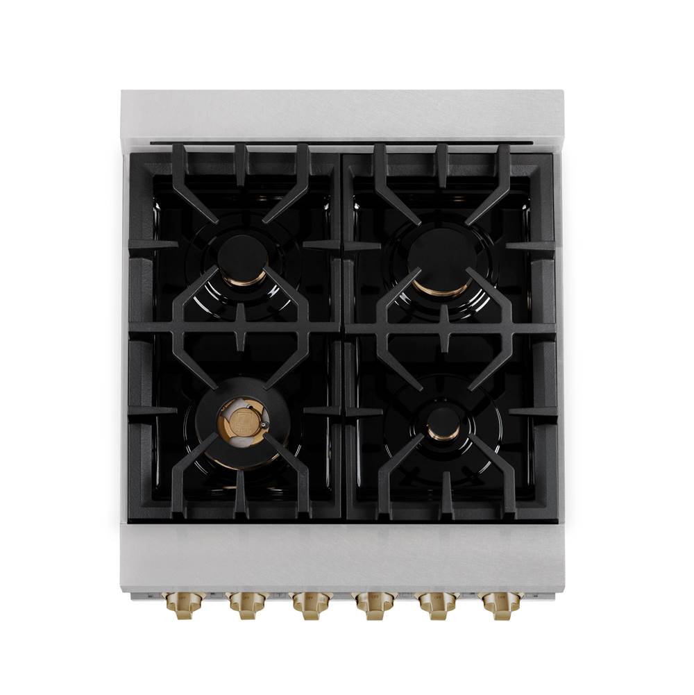 Autograph Edition 24'' 2.8 cu.' Dual Fuel Range with Gas Stove and Electric Oven in DuraSnow Stainless Steel with Champagne Bronze Accents