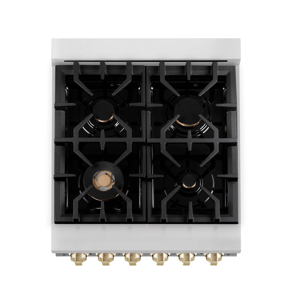 Autograph Edition 24'' 2.8 cu.' Dual Fuel Range with Gas Stove and Electric Oven in Stainless Steel with Champagne Bronze Accents