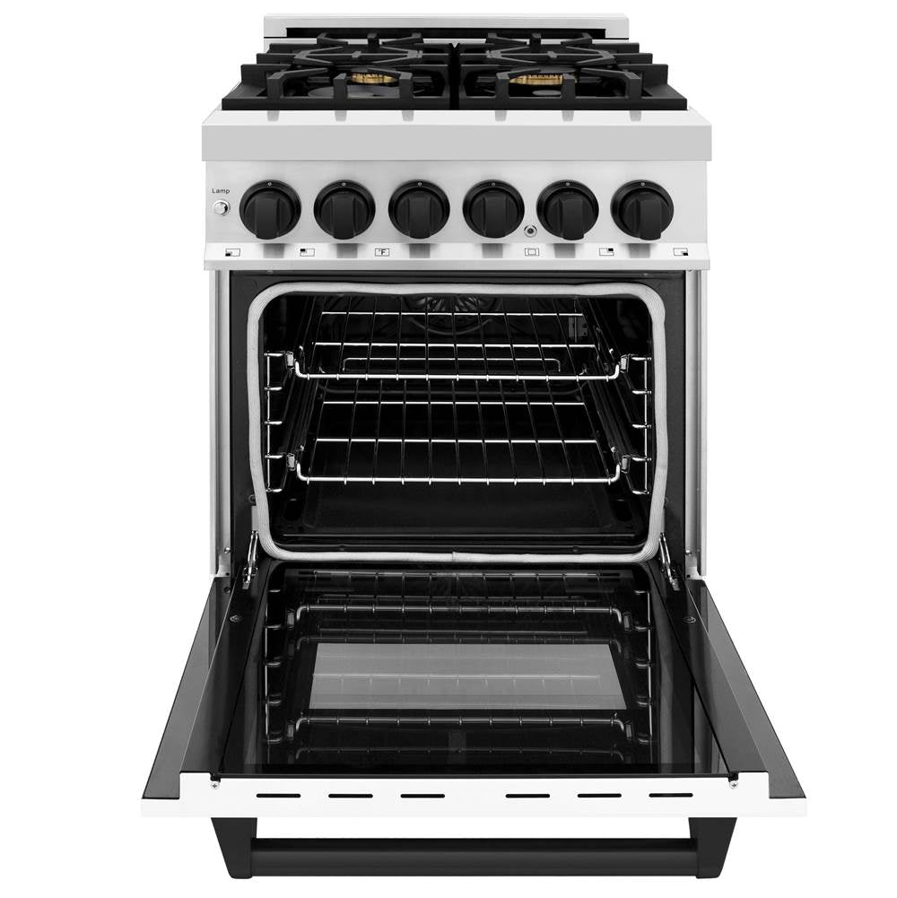 Autograph Edition 24'' 2.8 cu.' Dual Fuel Range with Gas Stove and Electric Oven in Stainless Steel with White Matte Door and CB Accents