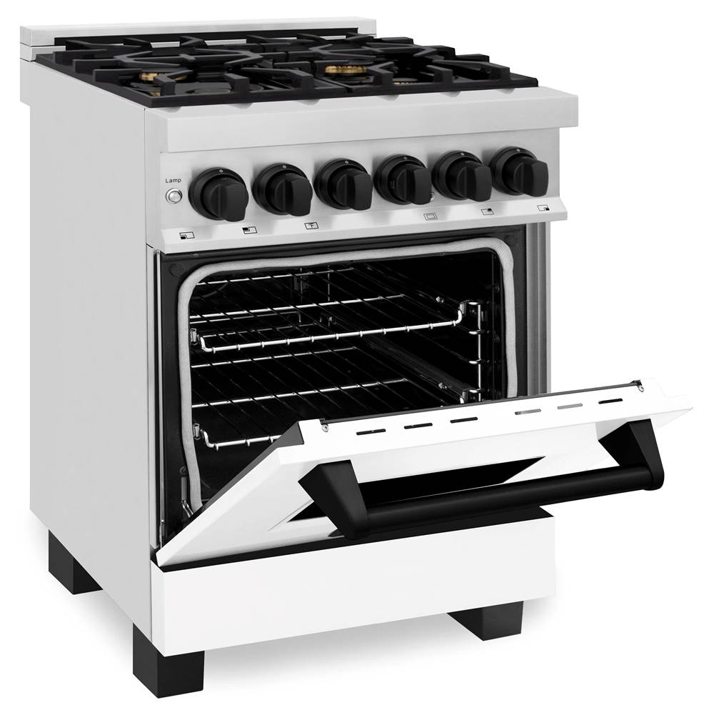 Autograph Edition 24'' 2.8 cu.' Dual Fuel Range with Gas Stove and Electric Oven in Stainless Steel with White Matte Door and CB Accents
