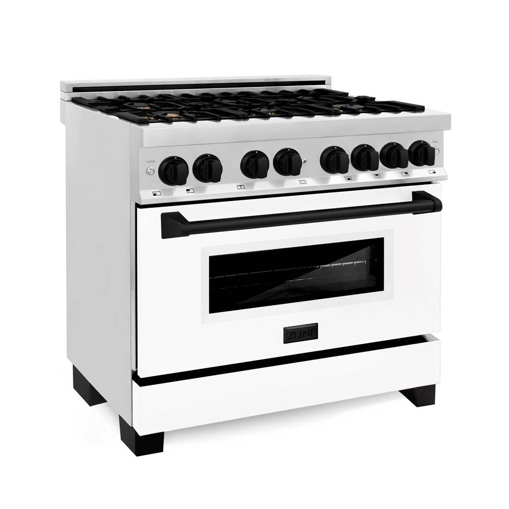 Z-Line - Autograph Edition 36'' 4.6 cu.' Dual Fuel Range with Gas Stove and Electric Oven in Stainless Steel with WM Door and Matte Black Accents - Matte Black