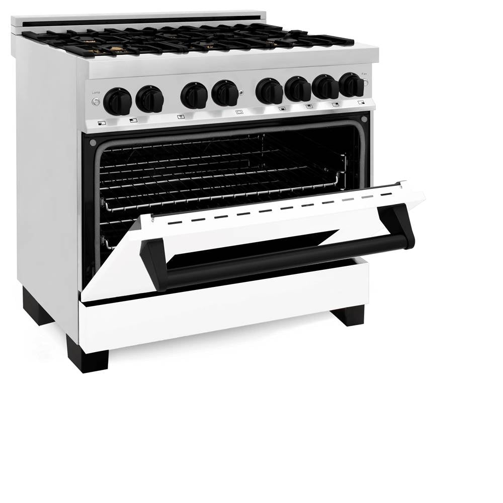 Autograph Edition 36'' 4.6 cu.' Dual Fuel Range with Gas Stove and Electric Oven in Stainless Steel with White Matte Door and CB Accents