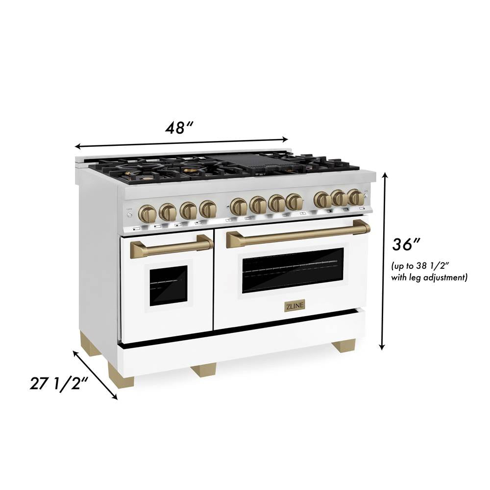 Autograph Edition 48'' 6.0 cu.' Dual Fuel Range with Gas Stove and Electric Oven in Stainless Steel with White Matte Door and CB Accents