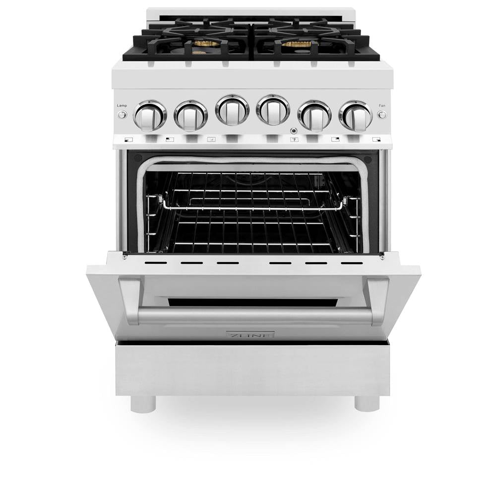 24'' 2.8 cu.' Range with Gas Stove and Gas Oven in Stainless Steel with Brass Burners
