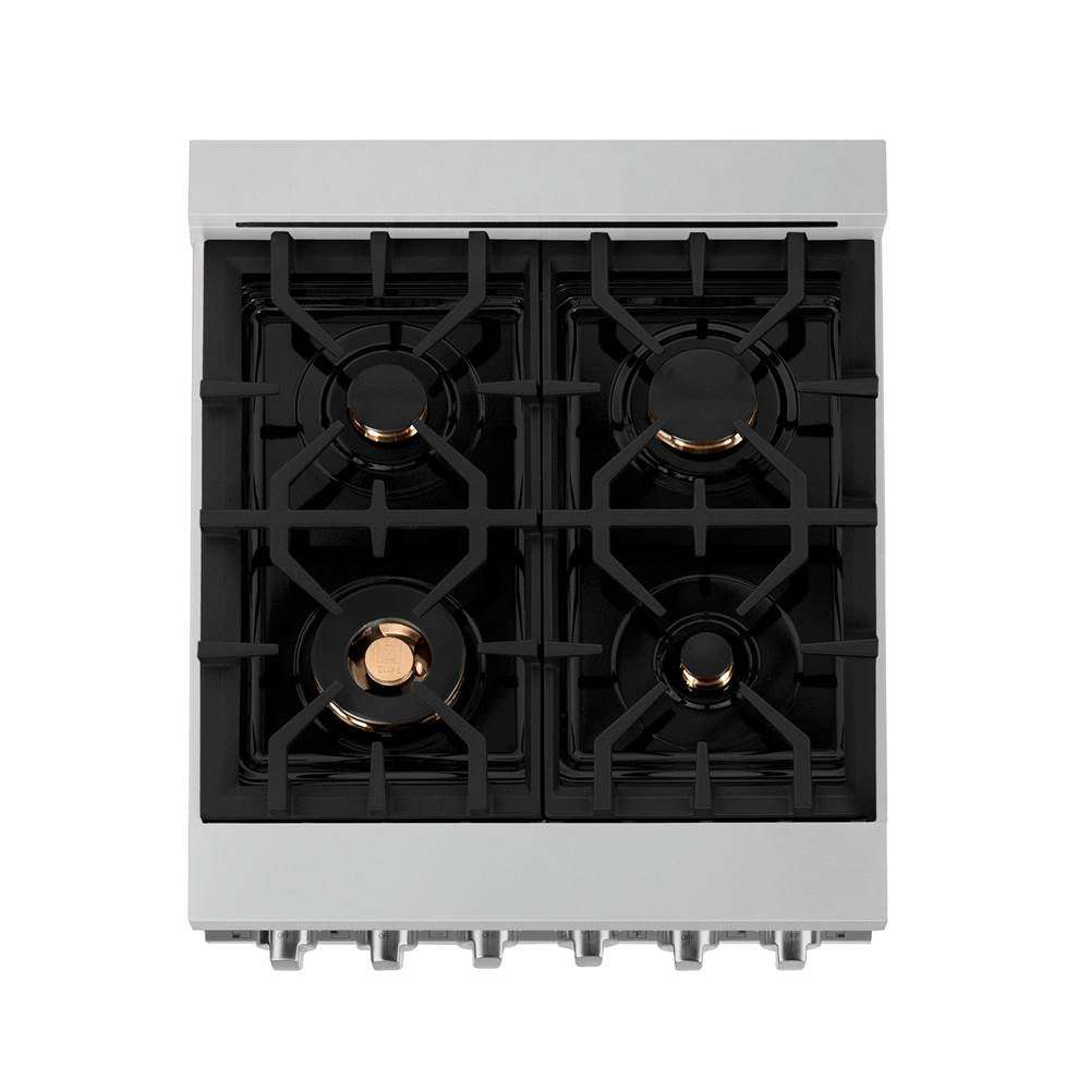 24'' 2.8 cu. ft. Gas Oven and Gas Cooktop Range with Griddle and Brass Burners in Stainless Steel
