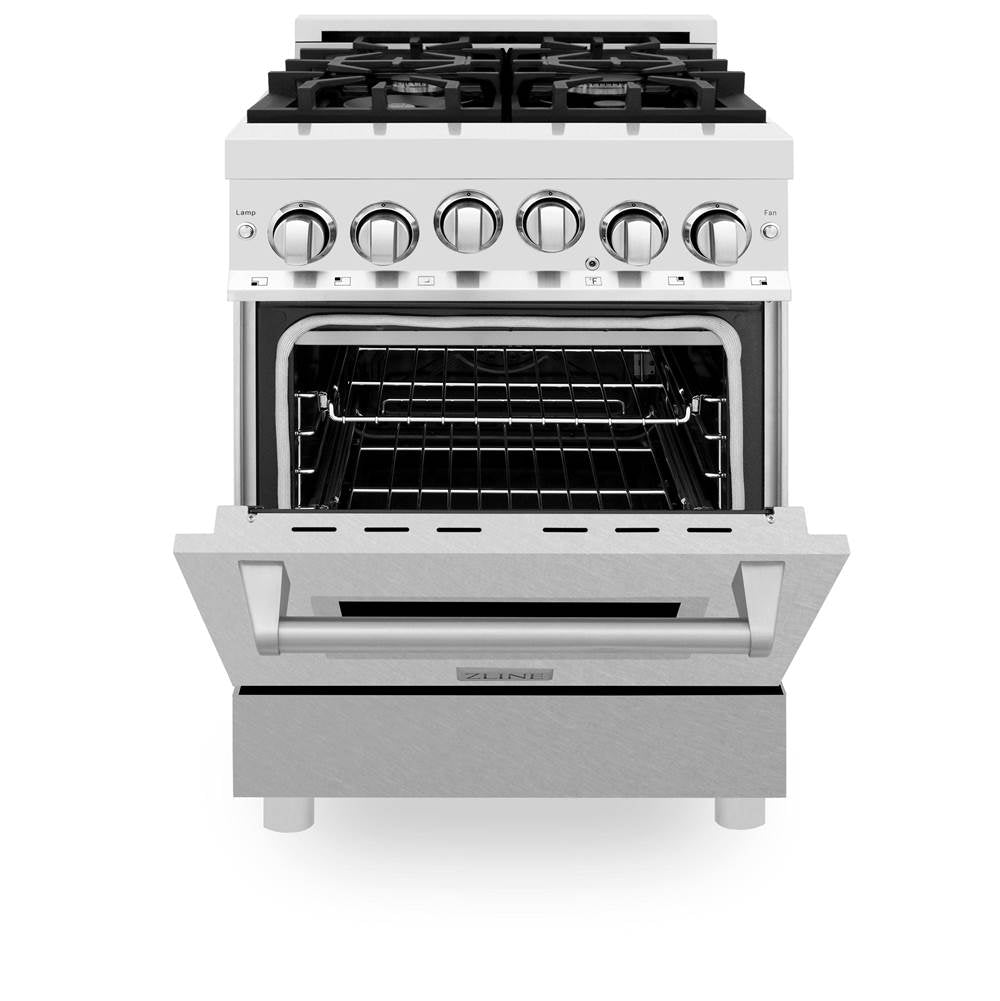 24'' 2.8 cu.' Range with Gas Stove and Gas Oven in Stainless Steel and Black Matte Door