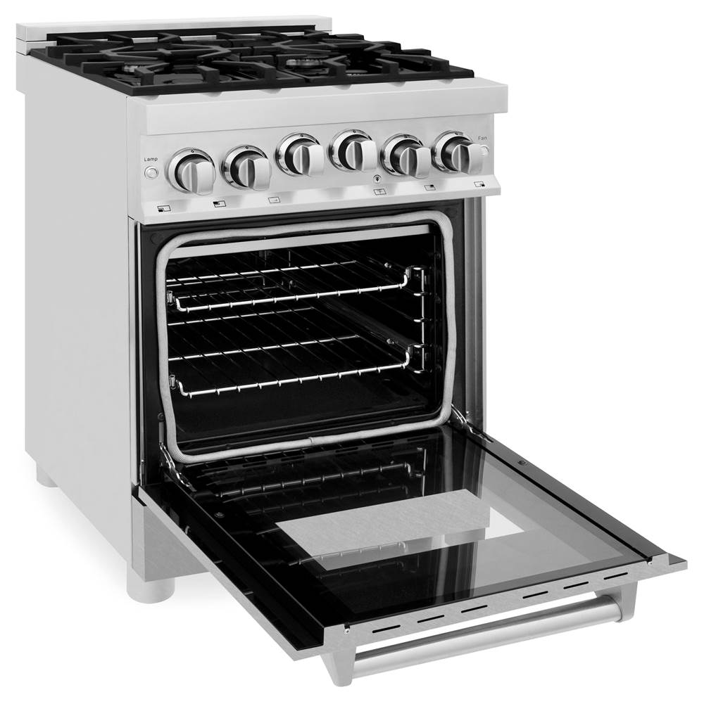 24'' 2.8 cu.' Range with Gas Stove and Gas Oven in Stainless Steel and Black Matte Door