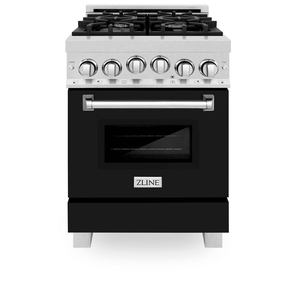24'' 2.8 cu.' Range with Gas Stove and Gas Oven in DuraSnow Stainless Steel and Black Matte Door