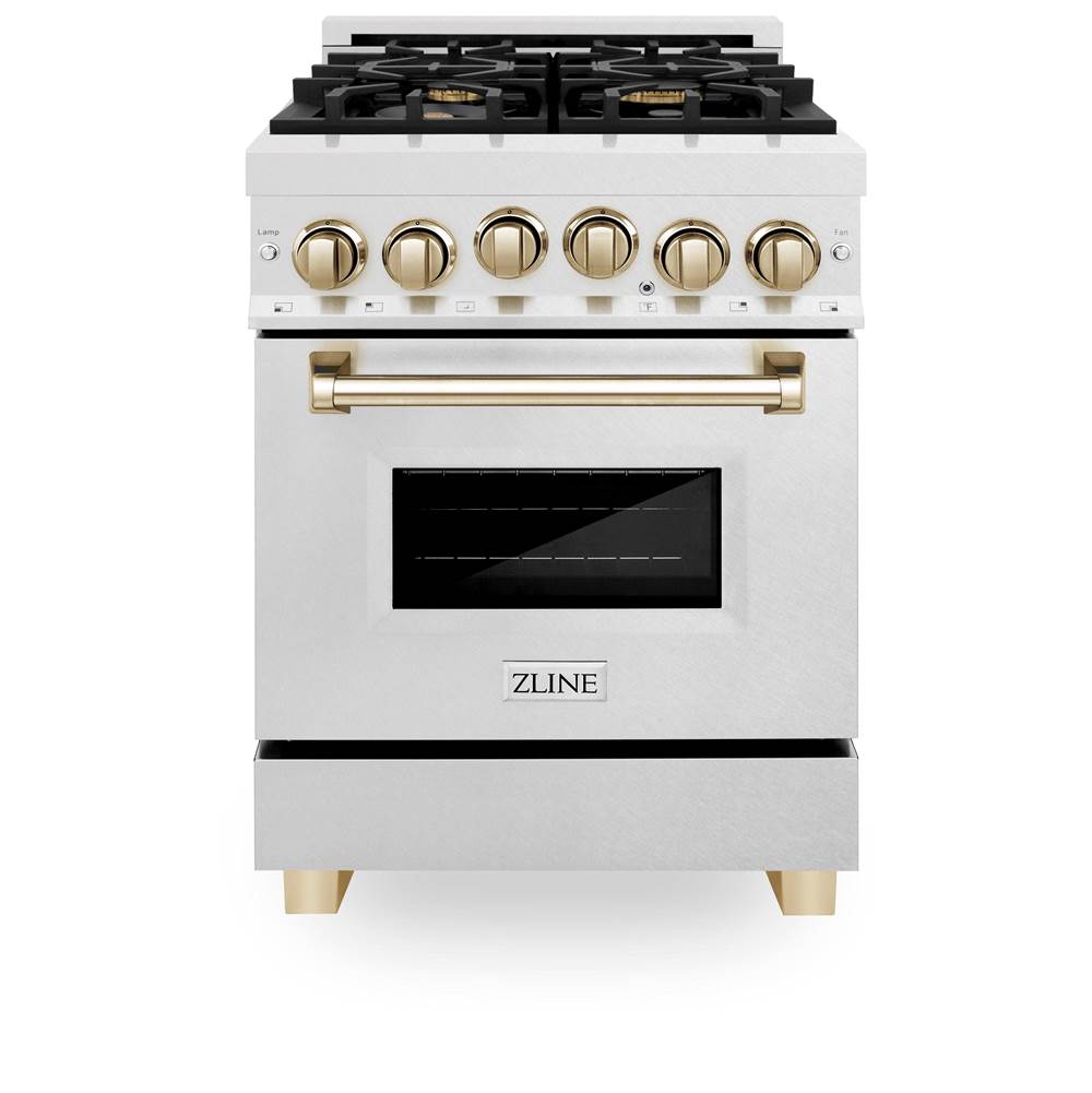 24'' 2.8 cu.' Range with Gas Stove and Gas Oven in DuraSnow Stainless Steel with Champagne Bronze Accents