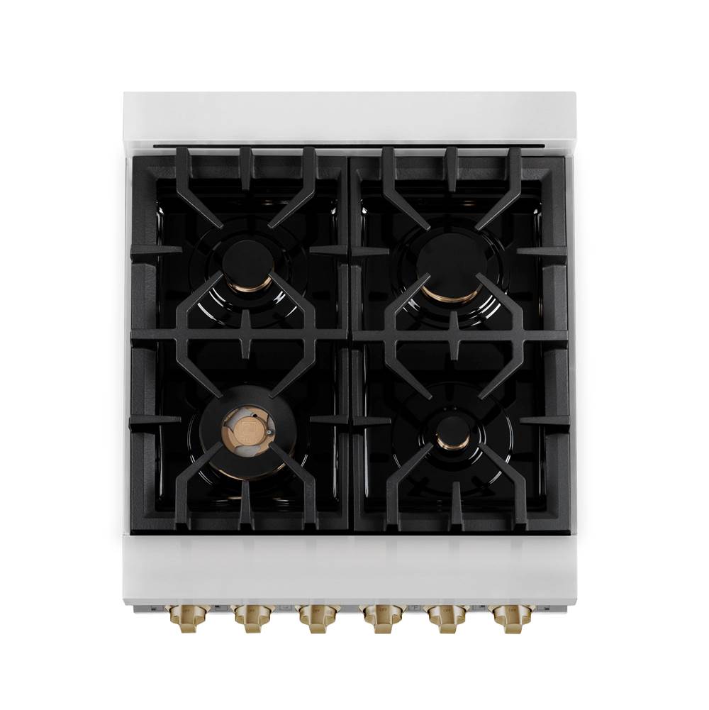 Autograph Edition 24'' 2.8 cu.' Range with Gas Stove and Gas Oven in Stainless Steel with White Matte Door and Champagne Bronze Accents