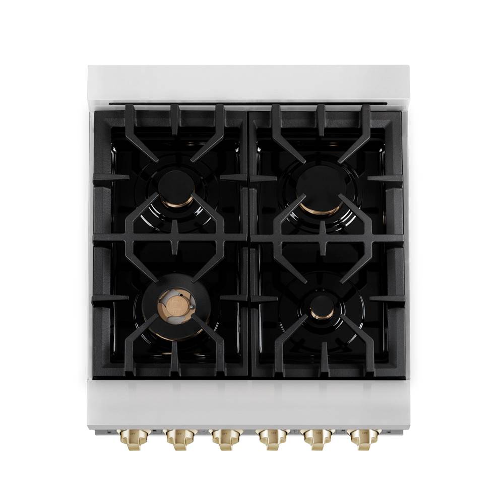 Autograph Edition 24'' 2.8 cu.' Range with Gas Stove and Gas Oven in Stainless Steel with White Matte Door and Champagne Bronze Accents