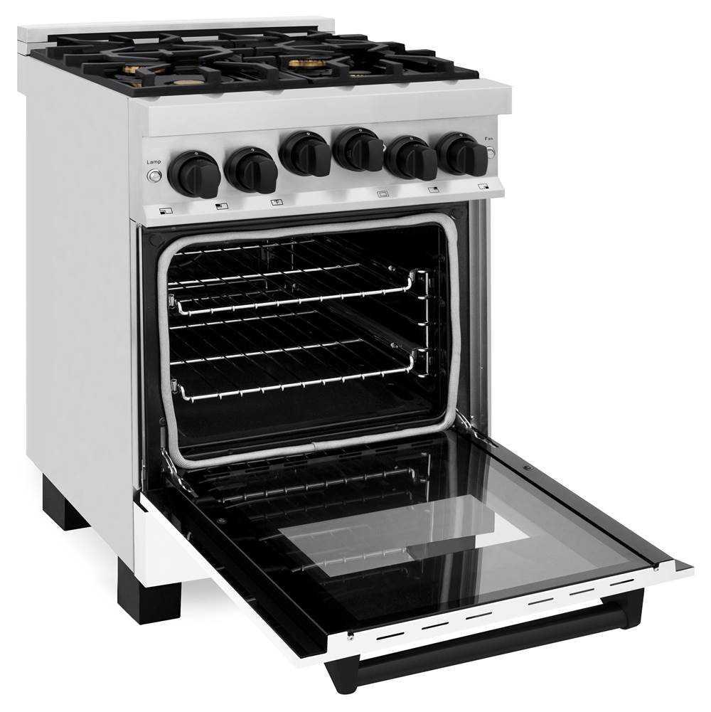 Autograph Edition 24'' 2.8 cu.' Range with Gas Stove and Gas Oven in Stainless Steel with White Matte Door and Champagne Bronze Accents