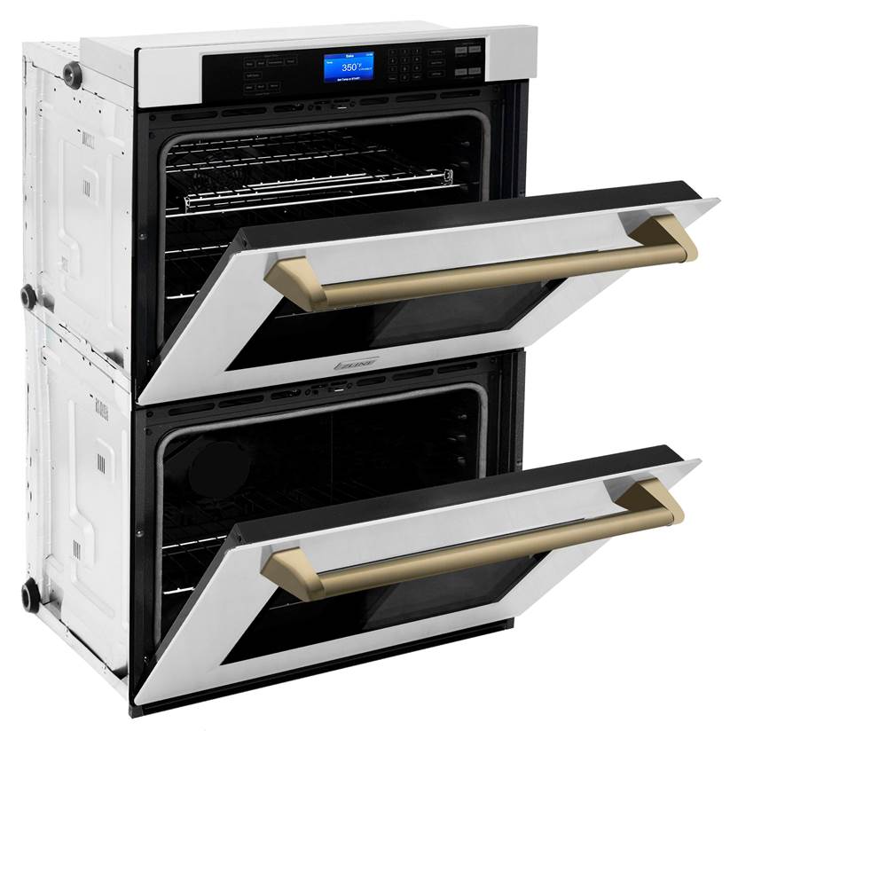 30'' Autograph Edition Double Wall Oven with Self Clean and True Conection in Stainless Steel and Champagne Bronze