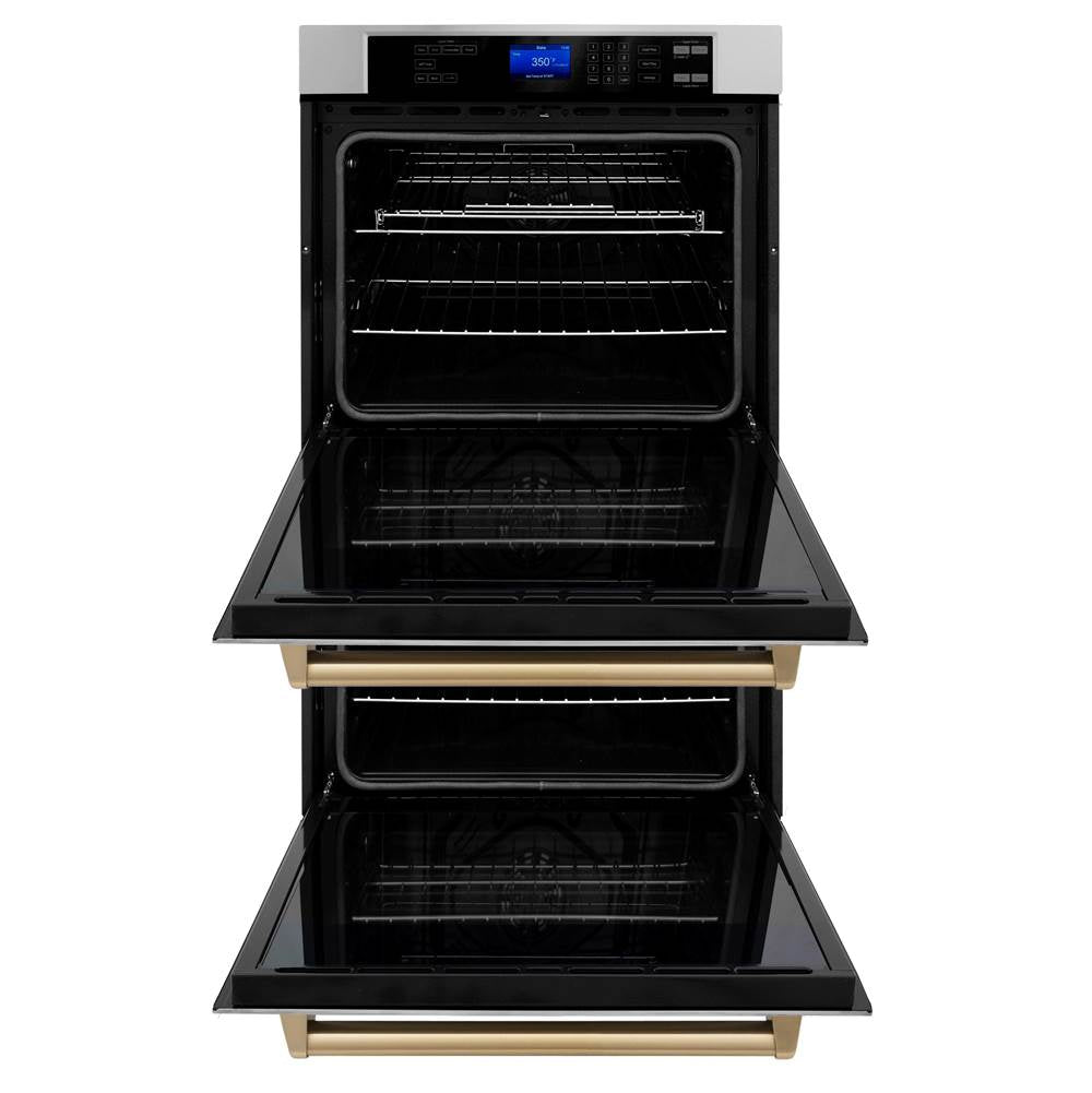 30'' Autograph Edition Double Wall Oven with Self Clean and True Conection in Stainless Steel and Champagne Bronze
