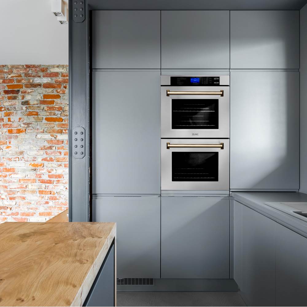 30'' Autograph Edition Double Wall Oven with Self Clean and True Conection in Stainless Steel and Champagne Bronze
