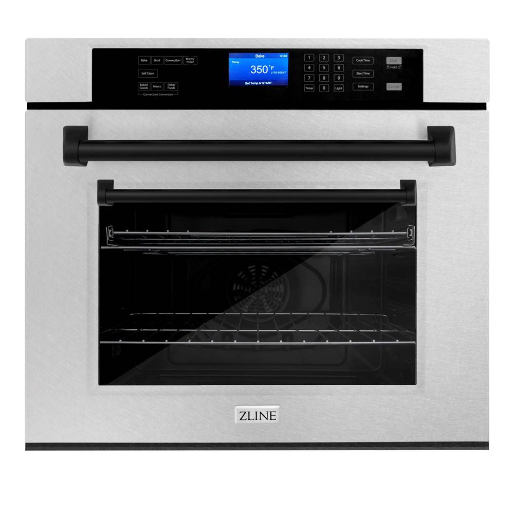 Z-Line - 30'' Autograph Edition Single Wall Oven with Self Clean and True Conection in DuraSnow Stainless Steel and Matte Black - Matte Black