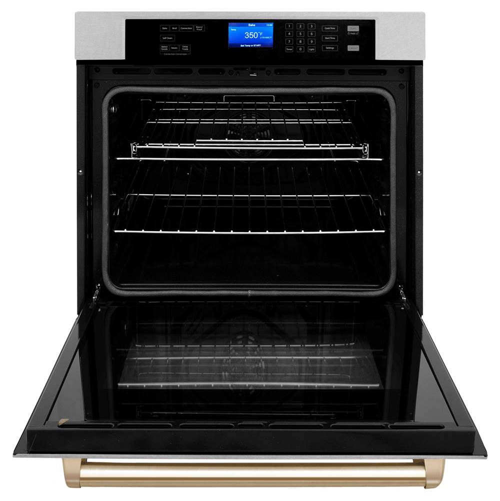 30'' Autograph Edition Single Wall Oven with Self Clean and True Conection in DuraSnow Stainless Steel and Champagne Bronze