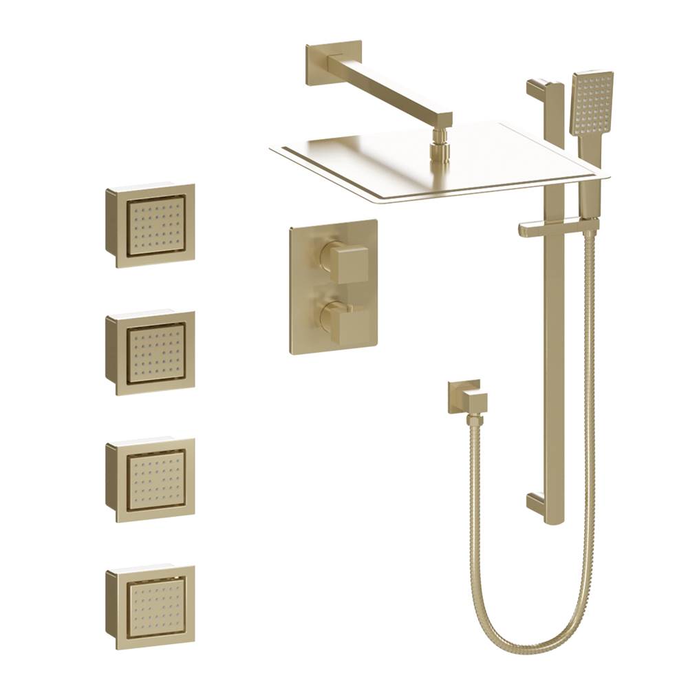 Z-Line - Crystal Bay Thermostatic Shower System with Body Jets in Champagne Bronze - Champagne Bronze