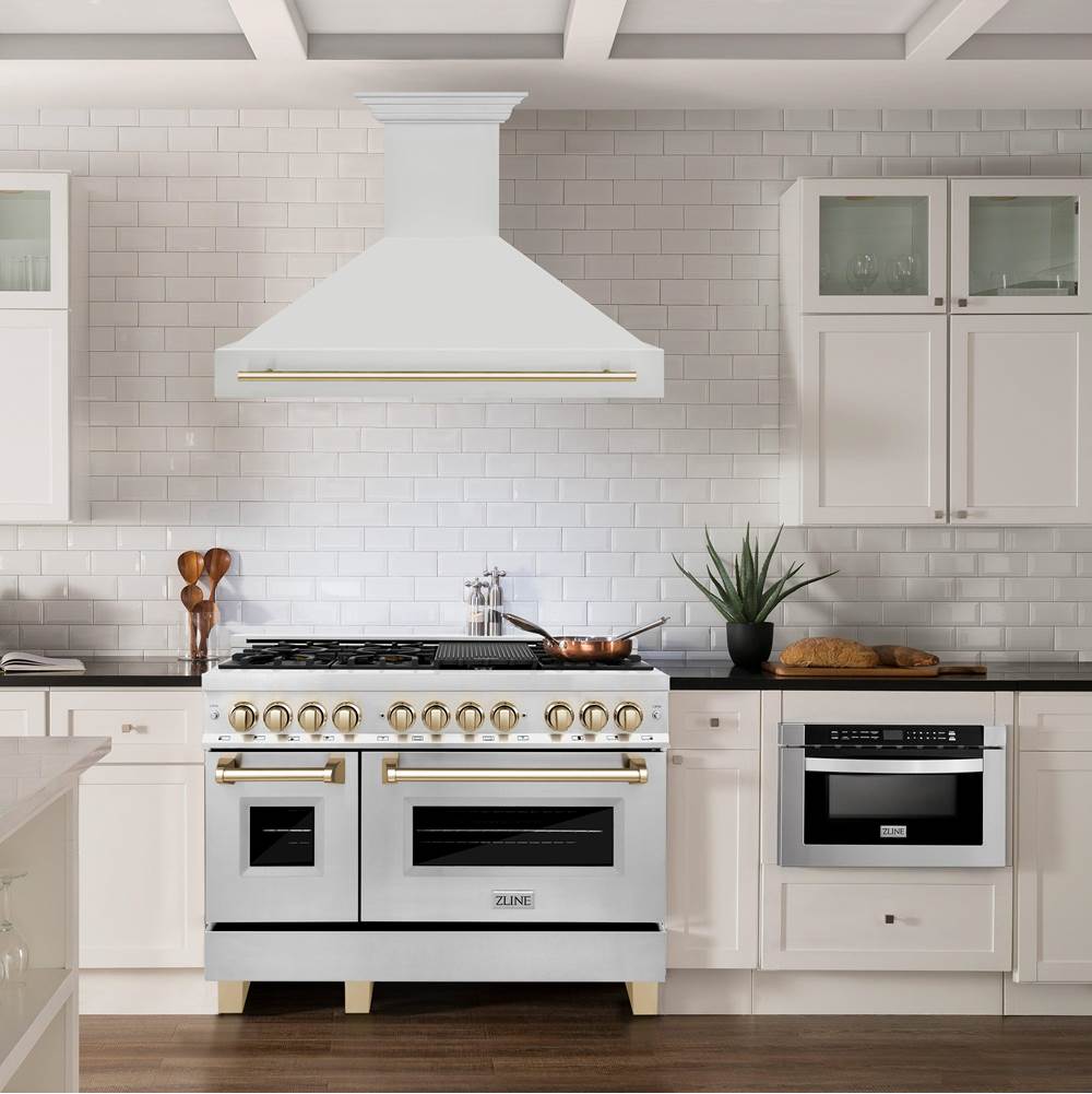 48'' Autograph Edition Stainless Steel Range Hood with Stainless Steel Shell and Champagne Bronze Handle